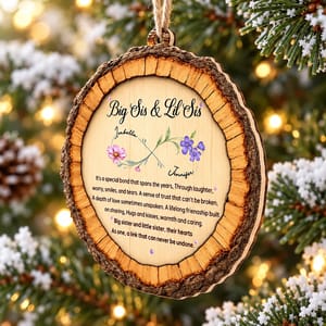 Personalized Big Sister Little Sister Christmas Ornament Custom Names Birth Month Flowers