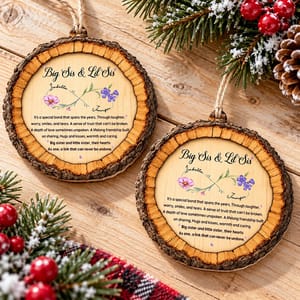 Personalized Big Sister Little Sister Christmas Ornament Custom Names Birth Month Flowers