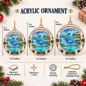Personalized Acrylic Christmas Ornament Custom Names – Cruise Trip 2026 Keepsake, Alaska Cruise Travel Memory Holiday Tree Decor Gift