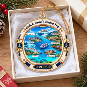 Personalized Acrylic Christmas Ornament Custom Names – Cruise Trip 2026 Keepsake, Alaska Cruise Travel Memory Holiday Tree Decor Gift