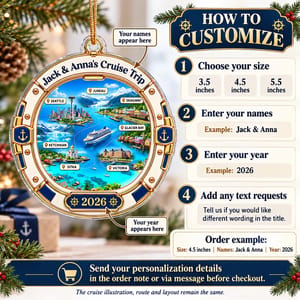 Personalized Acrylic Christmas Ornament Custom Names – Cruise Trip 2026 Keepsake, Alaska Cruise Travel Memory Holiday Tree Decor Gift