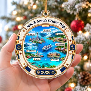 Personalized Acrylic Christmas Ornament Custom Names – Cruise Trip 2026 Keepsake, Alaska Cruise Travel Memory Holiday Tree Decor Gift