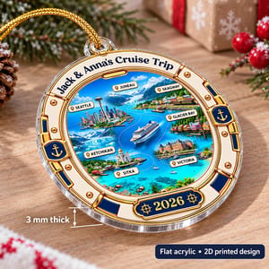 Personalized Acrylic Christmas Ornament Custom Names – Cruise Trip 2026 Keepsake, Alaska Cruise Travel Memory Holiday Tree Decor Gift