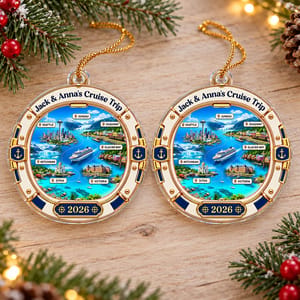 Personalized Acrylic Christmas Ornament Custom Names – Cruise Trip 2026 Keepsake, Alaska Cruise Travel Memory Holiday Tree Decor Gift