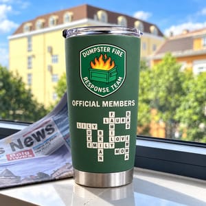 Personalized Dumpster Fire Response Team Tumbler 20oz Custom Name, Funny Team Member Travel Cup, Coworker Office Gift, Emergency Humor Gift