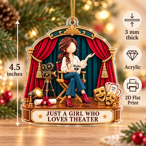 Personalized Acrylic Christmas Ornament Custom Name – Theater Lover Holiday Keepsake, Actress Drama Stage Christmas Tree Decor Gift