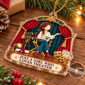 Personalized Acrylic Christmas Ornament Custom Name – Theater Lover Holiday Keepsake, Actress Drama Stage Christmas Tree Decor Gift