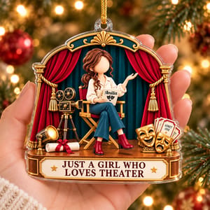 Personalized Acrylic Christmas Ornament Custom Name – Theater Lover Holiday Keepsake, Actress Drama Stage Christmas Tree Decor Gift