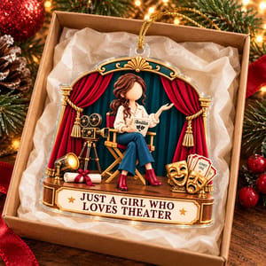 Personalized Acrylic Christmas Ornament Custom Name – Theater Lover Holiday Keepsake, Actress Drama Stage Christmas Tree Decor Gift