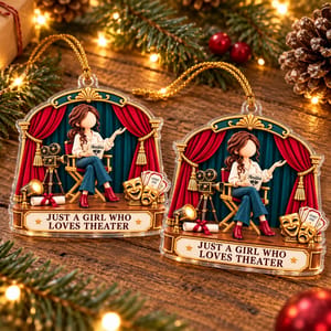 Personalized Acrylic Christmas Ornament Custom Name – Theater Lover Holiday Keepsake, Actress Drama Stage Christmas Tree Decor Gift