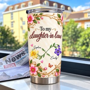 To My Daughter In Law You Are a Gift of Life Personalized Tumbler 20oz, Custom Name, Mother In Law Gift, Heartfelt Family Keepsake