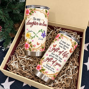 To My Daughter In Law You Are a Gift of Life Personalized Tumbler 20oz, Custom Name, Mother In Law Gift, Heartfelt Family Keepsake
