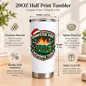 Personalized 20oz Tumbler Custom Names – Dumpster Fire Response Team Gift, Funny First Responder Christmas Tumbler, Holiday Travel Cup