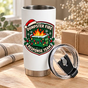 Personalized 20oz Tumbler Custom Names – Dumpster Fire Response Team Gift, Funny First Responder Christmas Tumbler, Holiday Travel Cup