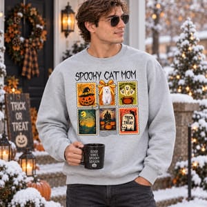Personalized Halloween Pet Stamp Design Sweatshirt - Custom Halloween Pet Portrait Sweatshirt