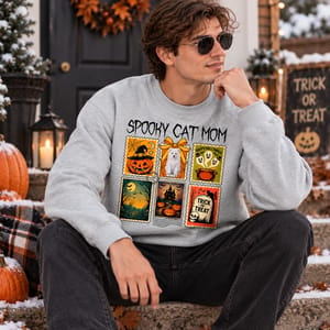 Personalized Halloween Pet Stamp Design Sweatshirt - Custom Halloween Pet Portrait Sweatshirt