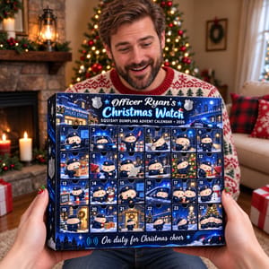 What’s Waiting Behind Today’s Door? Personalized Police Officer Dumpling Advent Calendar, Custom Name Squishy Christmas Gift