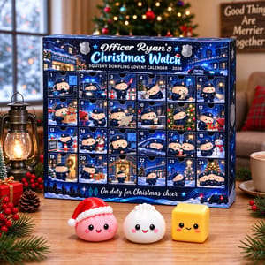 What’s Waiting Behind Today’s Door? Personalized Police Officer Dumpling Advent Calendar, Custom Name Squishy Christmas Gift