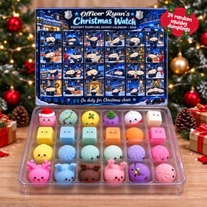 What’s Waiting Behind Today’s Door? Personalized Police Officer Dumpling Advent Calendar, Custom Name Squishy Christmas Gift