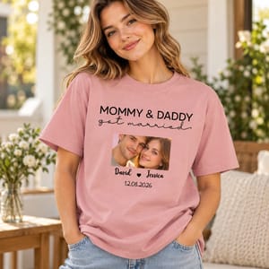 Custom Photo Names & Date Wedding Announcement - Personalized T-Shirt