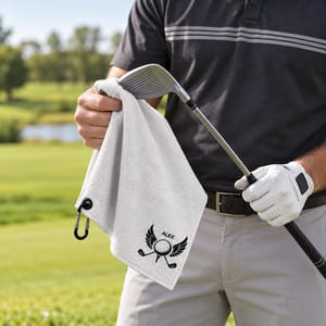 Winged Golf Ball Custom Name - Personalized Golf Towel with Clip - Golf Gifts for Dad, Grandpa, Golf Lovers