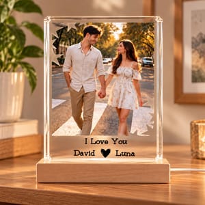 Custom Couple Photo - Personalized Acrylic Night Light - Romantic Gifts for Couples