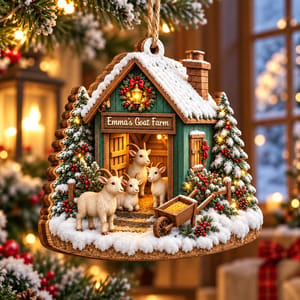 Personalized Shaped Wooden Christmas Ornament Custom Name – Goat Farm Holiday Keepsake, Rustic Farmhouse Christmas Tree Decor Gift