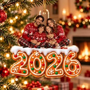 Personalized Shaped Acrylic Christmas Ornament Custom Family Photo – 2026 Gingerbread Family Keepsake, Holiday Tree Decor Gift