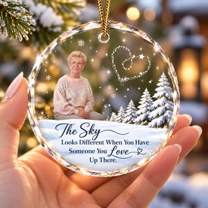 Personalized Round Glass Christmas Ornament Custom Grandpa & Grandma Photo – Memorial Keepsake, In Loving Memory Holiday Tree Decor Gift