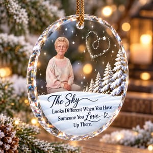 Personalized Round Glass Christmas Ornament Custom Grandpa & Grandma Photo – Memorial Keepsake, In Loving Memory Holiday Tree Decor Gift