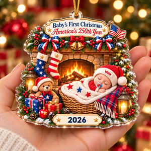 Personalized Shaped Acrylic Christmas Ornament Custom Baby Name – Baby’s First Christmas 2026, Newborn Holiday Keepsake Gift