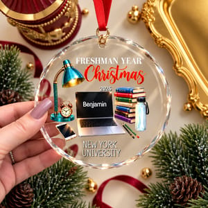 The Christmas That Started College Personalized Ornament, Custom Name School & Year, Freshman Year Keepsake, College Student Christmas Gift