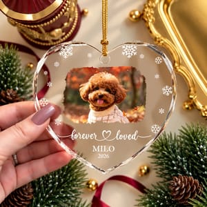 Personalized Pet Memorial Heart Ornament Custom Pet Name & Year, Watercolor Dog Cat Portrait Keepsake, In Loving Memory Holiday Gift