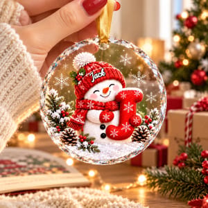 Personalized Letter Name Ornament 2026, Custom Name Christmas 2026, Snowman Christmas Ornaments for Kids, Grandkid Baby Christmas Keepsakes