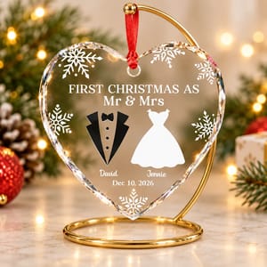 First Christmas as Mr and Mrs Ornament - Personalized Couple Names and Wedding Date,