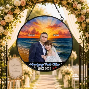 "Annoying Each Other" Personalized Photo Suncatcher – Custom Couple Forest Portrait, Romantic Anniversary & Wedding Keepsake