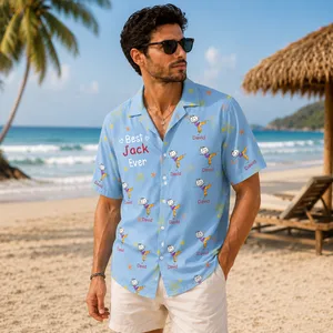 Best Dad Ever Hawaiian Shirt, Custom Name Hawaiian Shirt, Personalized Kids Figure Shirt, Choose Number of Children