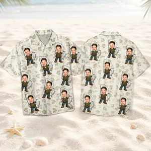 Custom Face Hawaiian Shirt Personalized Dad Photo Vacation Gift Shirt