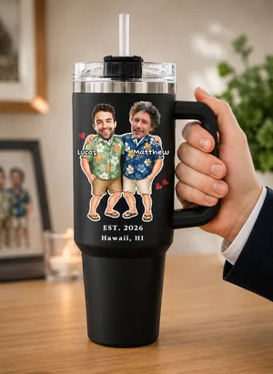 Custom Men in Hawaii 40oz Tumbler – Tropical Keepsake