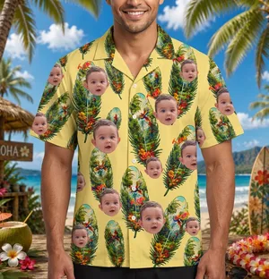 Personalized "Tropical Feather" Aloha Shirt