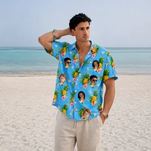 Custom Family Name Hawaiian Shirt with Face Photo, Tropical Aloha Family Matching Outfit