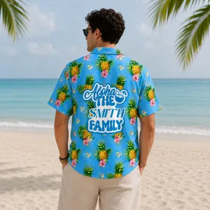 Custom Family Name Hawaiian Shirt with Face Photo, Tropical Aloha Family Matching Outfit