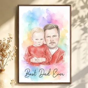 Custom Photo Realistic Watercolor Art I Love You Dad Grandpa - Personalized Poster