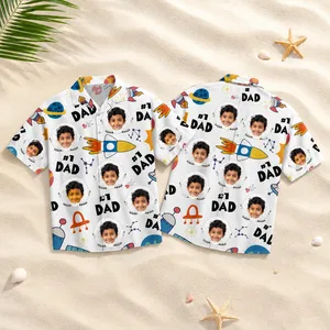 Custom Face Kids Hawaiian Shirt Astronaut #1 Dad Personalized Vacation Gift Shirt
