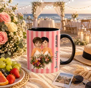 Custom Hawaii Wedding Summer Striped Mug 11oz 15oz