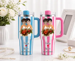 Custom Hawaii Wedding Summer 40oz Striped Tumbler