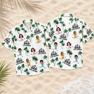 Custom Face Kids Hawaiian Shirt Just A Dad And His Children Personalized Vacation Gift Shirt