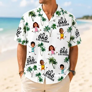 Custom Face Kids Hawaiian Shirt Just A Dad And His Children Personalized Vacation Gift Shirt