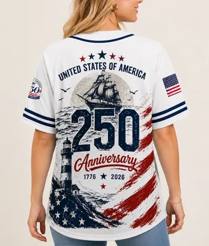 USA 250 Years Anniversary Baseball Jersey Shirt, Patriotic Liberty 1776-2026 4th of July Shirt