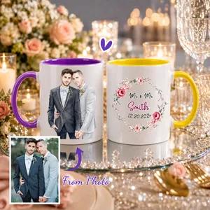 Personalized Mr & Mr Mug, Custom Wedding Day Mug For Gay Couple, Just Married Mug, Two Grooms Cup 11oz 15oz